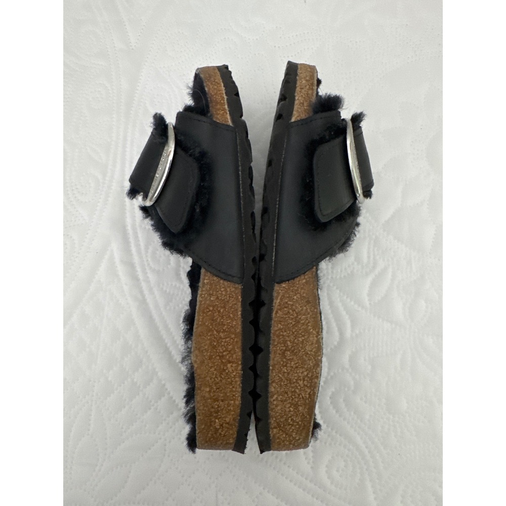 Birkenstock Madrid Single Strap Big Buckle Fur Lined Comfort Sandals Black 38 - Picture 10 of 14